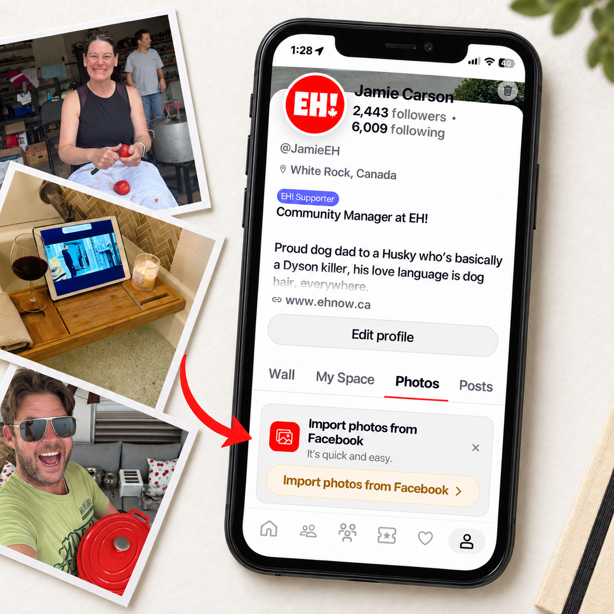 Importing Facebook photos into an EH! profile with Photo Portage.