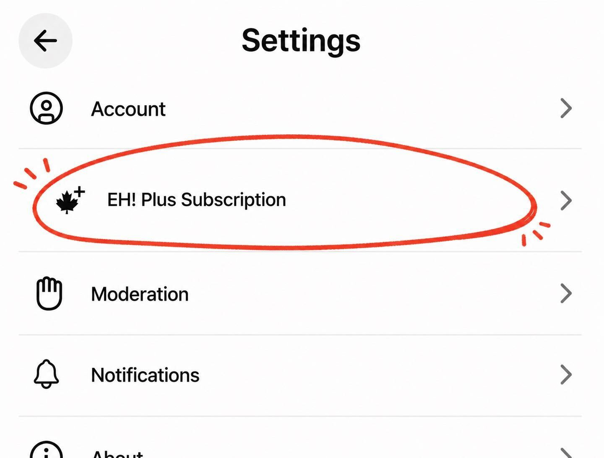 EH! Plus screen explaining how subscriptions support EH! development