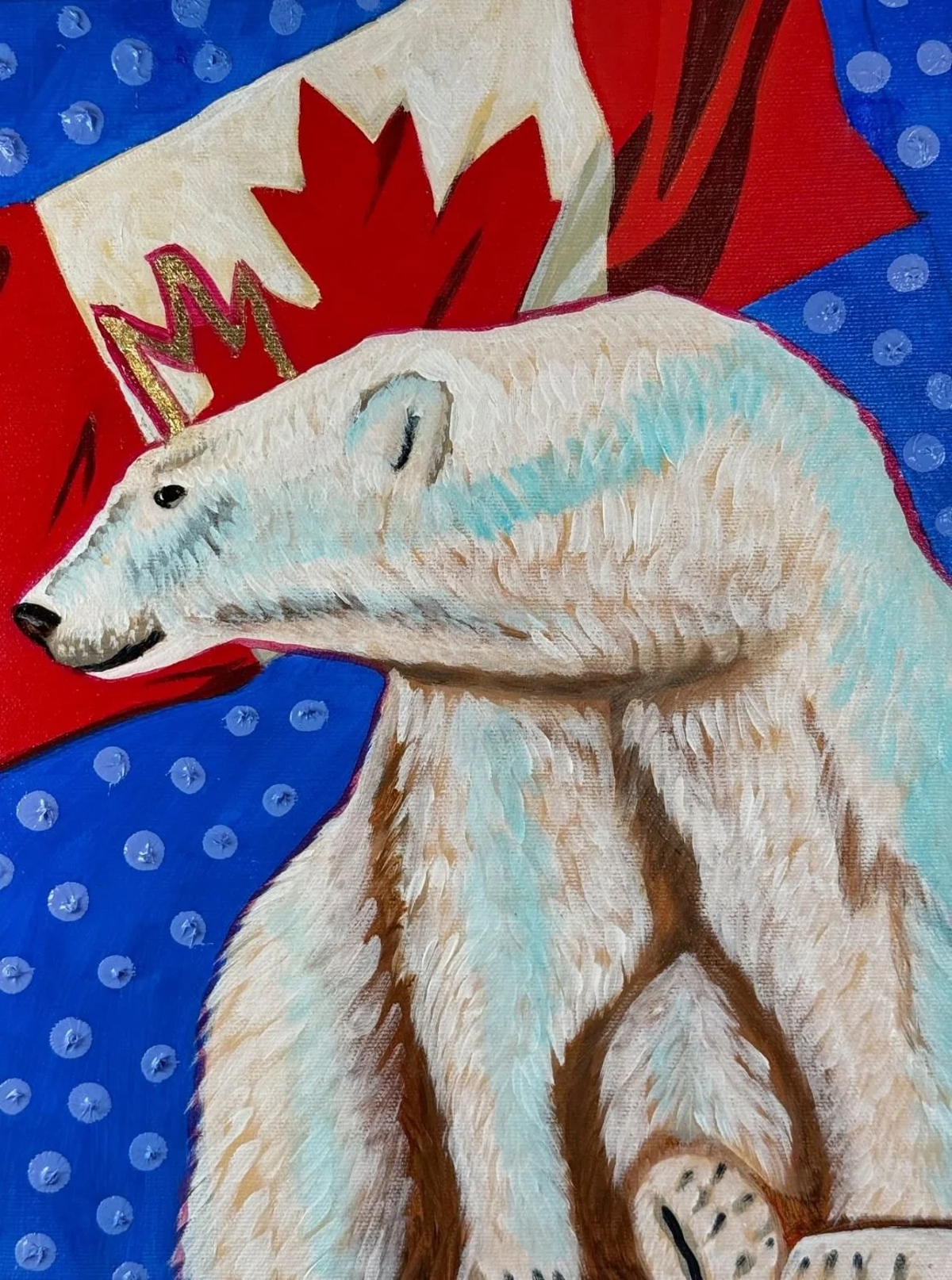 Canadian flag with polar bear artist Brandy Saturley
